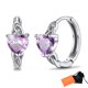thumbnail image 1 of Pendientes de aro de plata de ley con piedras natales Silvora para mujer. Diamantes creados. Delicada joya de regalo para cumpleaños o Navidad, 1 of 8