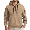thumbnail image 2 of Plain Hoodies for Men 2025 Fall Winter Long Sleeve Hooded Sweatshirt with Pockets Half Zipper Pullover Mens Hoodies, 2 of 8