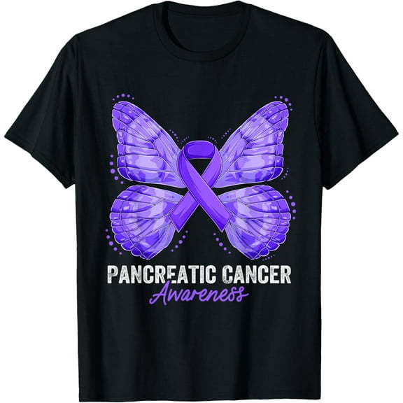 Pancreatic Cancer Awareness Month Butterfly Purple Ribbon T-Shirt