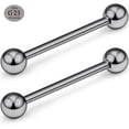 thumbnail image 2 of GHSDFBB Grade 23 Titanium Externally Threaded Nipple Bar Barbell Rings Piercing Retainer 14G 16G Sold as a Pair, 2 of 5