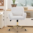 thumbnail image 3 of ENYOPRO Office Chair with Chrome Legs, Ergonomic Teddy Desk Chair Vanity Chair with Wheels, Modern Computer Chair for Home Office, White, 3 of 7