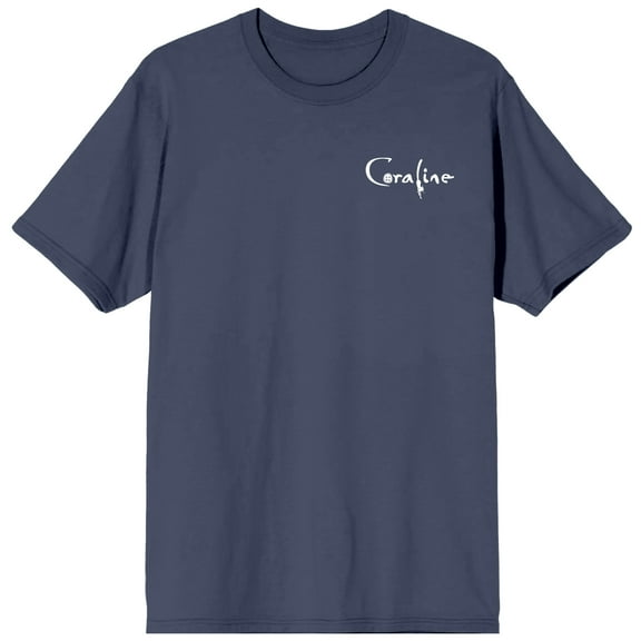 Coraline Cat Secret Door Stop Motion Animated Dark Fantasy Horror Another World Something are Not As They Seem on Navy Adult Crew Neck Short Sleeve T-shirt - 3XL