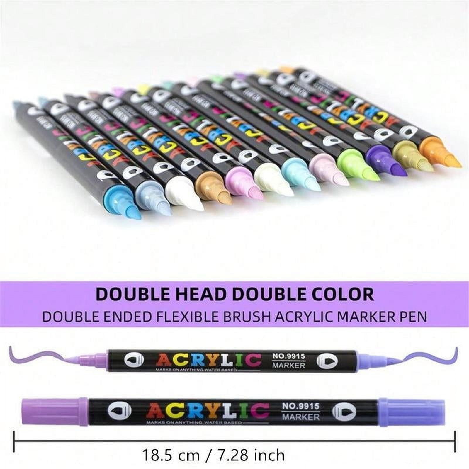 RYDCOT Dual Tip Acrylic Paint Marker Pens Set, Multifunctional Acrylic Tips, Professional Acrylic Paint Pens for Wood, Canvas, Rock Painting, Glass, DIY Crafts Art Supplies (36 Pcs,72 Colors)