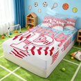 thumbnail image 3 of Manfei Kawaii Baseball Zipper Full Size Comforter Sets with Fitted Sheet and 2 Pillowcases, Girls Monogrammed P Zipper Bedding Set, Pink Light Blue P, 3 of 7