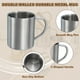 thumbnail image 3 of 4Pcs Tazas de Café de Metal, Tazas de Té de Café de Metal de Doble Pared de 10 Onzas con Mangos para Bebidas Frías o Calientes (Plata), 3 of 7
