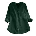 thumbnail image 3 of Turilly Clothes Sets for Women 2 Piece Womens Summer Casual Solid Color V-Neck Long Sleeve Tops Buttons Blouse, 3 of 4