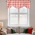 thumbnail image 3 of Tie Up Valances for Windows, Orange Red Checkered Adjustable Valance Curtains Window Treatment for Living Room/Bedroom, Farmhouse Buffalo Plaid Rod Pocket Kitchen Curtains & Drapes 42x18 Inch, 3 of 9