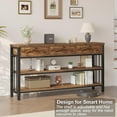 thumbnail image 5 of HSH Entryway Table with 3 Drawers, 55” Rustic Sofa Table with Storage Shelves, 3 Tier Console Table Behind Couch for Living Room, Farmhouse Wood Metal Entry Hallway Table for Entrance, Brown, 55 inch, 5 of 9