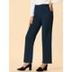 thumbnail image 2 of INSPIRE CHIC Pantalones de trabajo de cintura alta para mujer Pantalones de pierna ancha con hebilla trasera elástica Azul oscuro S, 2 of 5
