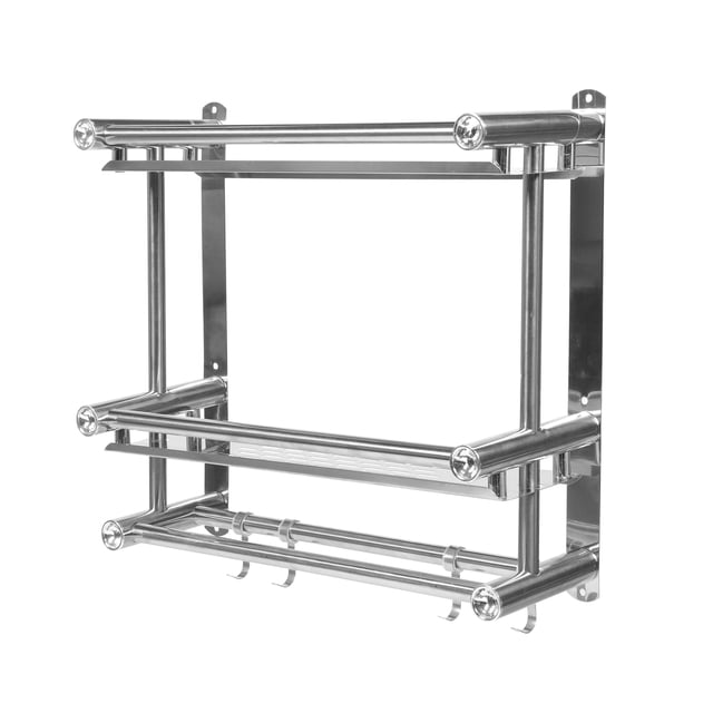 Toallero de baño de doble capa, soporte de almacenamiento para baño, toallero de acero inoxidable