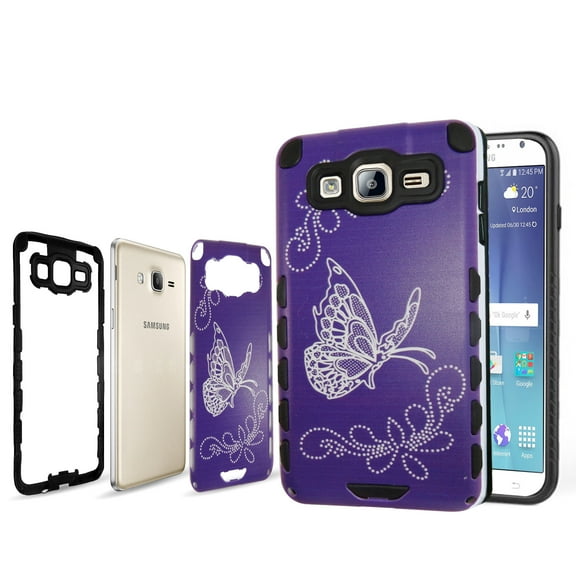 Hybrid Silver Butterfly Purple For Samsung Galaxy S7 Edge G935 Advanced Ultra Shock Proof  Lightweight case Drop Protective Case Cover TPU PC Case Shock Absorb Enhanced Bumper Case Dual Layer
