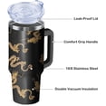 thumbnail image 3 of Golden Dragon Tumbler with Handle and Straw, 40 oz Stainless Steel Pink Insulated Cup with Lid and Straw,Travel Coffee Mug Water Bottle, Birthday Christmas Mothers Day Gifts for Animal Lovers Women, 3 of 6