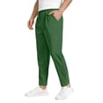 thumbnail image 4 of Dwellite Men's Casual Pants Fit Elastic Waist Drawstring Twill Pants Straight Leg Pants with Pocket Dark Green M, 4 of 7