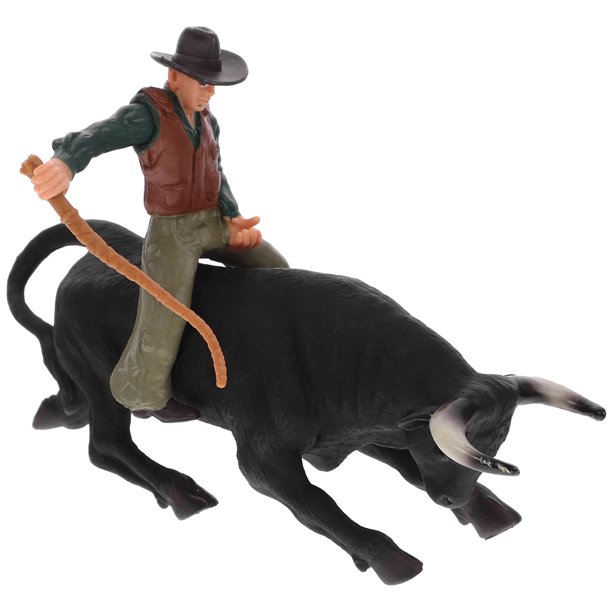1 juego de simulación de toro vaquero occidental, modelo de adorno para niños, juguete estático de matador