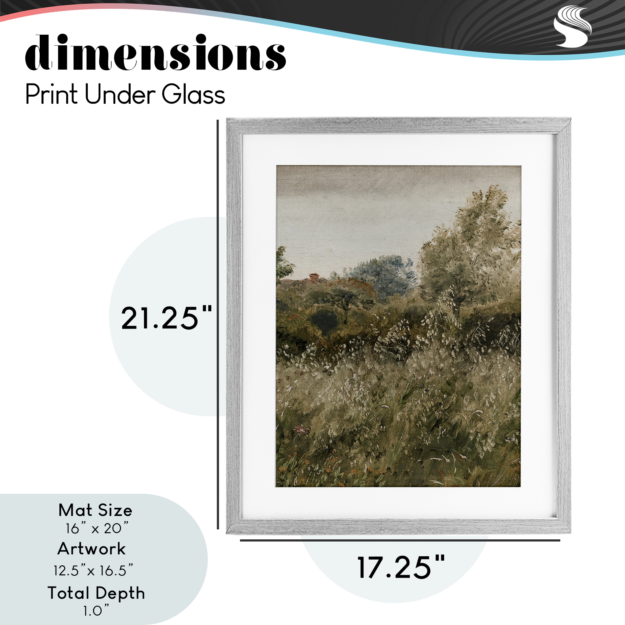 Thicket in Countryside Gray Framed Print Under Glass, design by Lettered and Lined