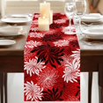 thumbnail image 3 of Botanical Chrysanthemum Burlap Cotton Table Runner 13x36 Inches Short, Abstract Spring Floral Red Black Farmhouse Table Runners, Outdoor Dining Tablecloths Decor for Baby Shower/Party/Wedding, 3 of 8