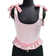 thumbnail image 7 of Women's Bustiers & Corsets Short Strap Shapewear Corset Halloween Costume Tight Fitting Waist Cinching Underbust Back Lace Up Medieval Ladies Basques Vintage Renaissance Steampunk Costume Pink S, 7 of 7