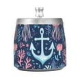 thumbnail image 7 of Yayeee Ashtray with Lid for Cigarette Smokeless Stainless Steel Home Ash Holder, Light Blue Anchor, 7 of 7