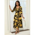 thumbnail image 7 of KISSMODA Midi Dresses for Women Casual 3/4 Sleeve Wrap Dress Plus Size Curvy Cocktail Dresses with Pockets, 7 of 7