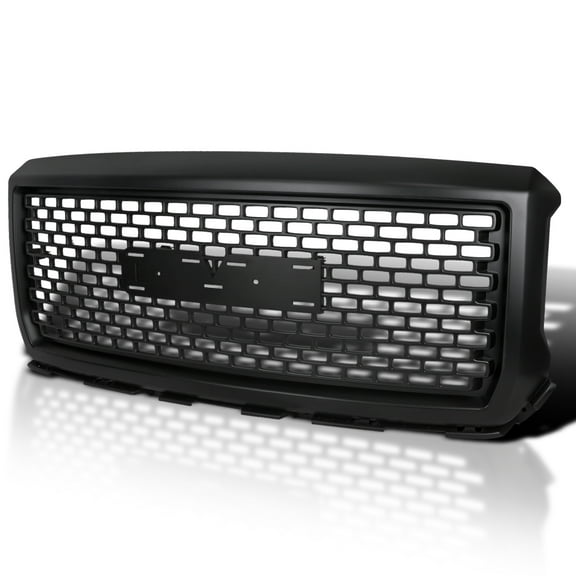 Spec-D Tuning Matte Black Denali Style Front Bumper Hood Grille Compatible with 2014-2015 GMC Sierra 1500 1500HD