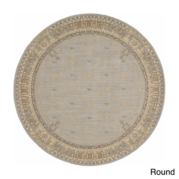 Nourison Ashton House Wool Area Rug Grey/Blue 3'6" x 5'6" Latex Free Wool Border 6' Runner Indoor,Runner Living Room