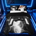 thumbnail image 3 of meiyoeat Neon Lightning Gaming Duvet Cover Set for Boys Girls, Electric Gamer Bedding Full, Black White, Black Reversible 3-Piece, 1 Duvet Cover and 2 Pillowcases, 3 of 7