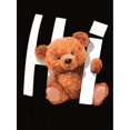 thumbnail image 2 of Women'S Casual Crew Neck Short Sleeve T-Shirt, Polyester Knit Fabric with Medium Stretch, Animal Pattern, Comfortable for All Seasons, with Hello Teddy Graphic Print, 2 of 6