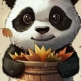 thumbnail image 6 of WYYP Panda Bear Leaves Autumn Round Tablecloth Outdoor Fitted 100% Polyester Fiber Great for Home Kitchen/Parties/Holiday Dinner White, 6 of 8