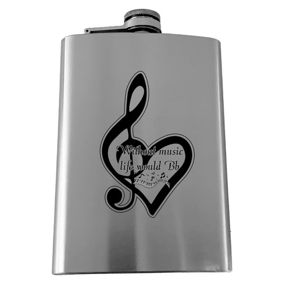 8oz Without Music Life would be Flat SS Flask L1
