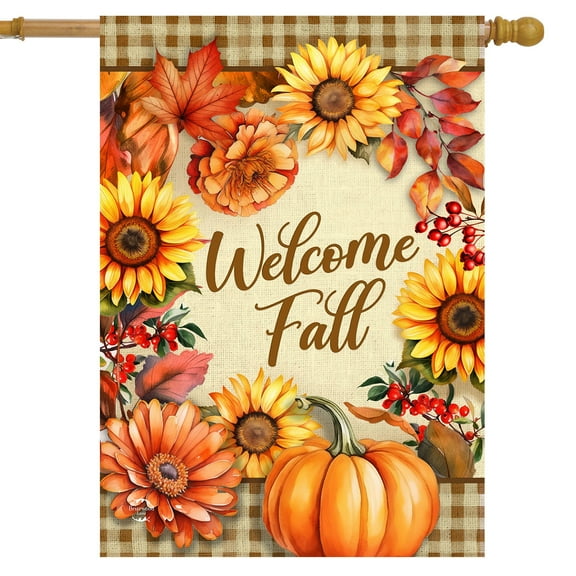Briarwood Lane Welcome Fall Flowers Double-Sided House Flag