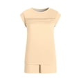 thumbnail image 5 of Tanghaowl Short Sets for Women, Casual Two Piece Outfit with Sleeveless Shorts and Pockets Comfortable Travel Jogger Set Featuring Relaxed Fit for Spring Summer Autumn Beige S, 5 of 5