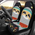 thumbnail image 2 of ABPHQTO Juego de 2 fundas para asientos de coche con dibujos de perezosos, protectores universales para asientos delanteros de coche, aptos para coche, SUV, sedán, camión, 2 of 3