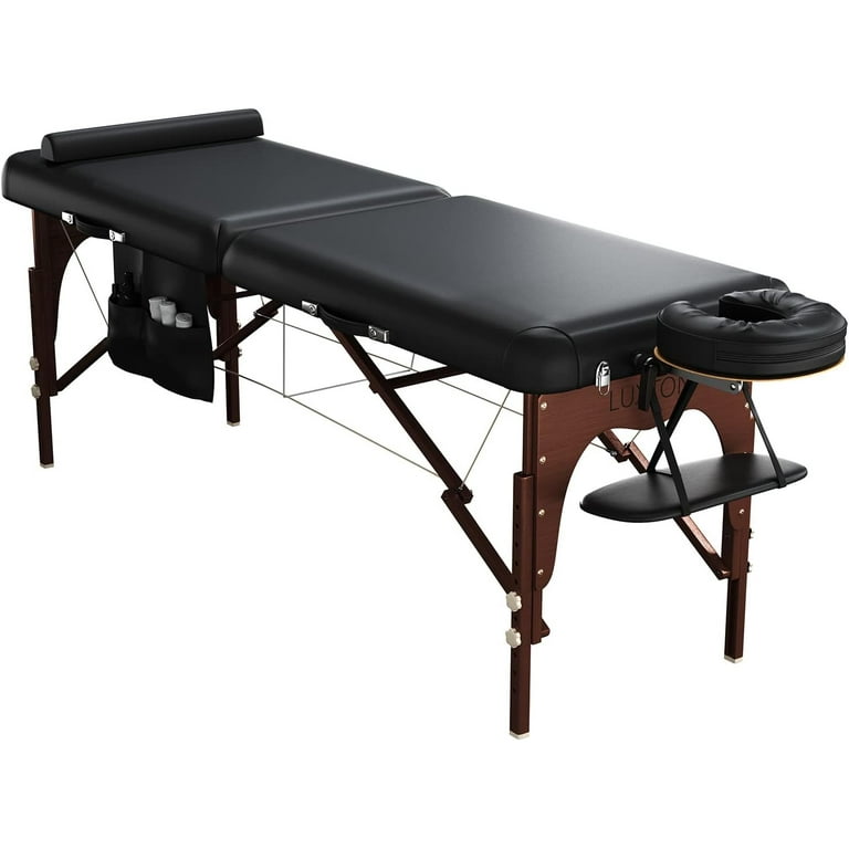 Premium Memory Foam Massage Table, Aukfa Carrying Travel Case - Easy Set Up  - Foldable & Portable - Adjustable Height, Head Cradle, Hanging Arm Rest 