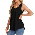 thumbnail image 5 of BiZtdJrK Womens Solid Basic Tanks Sleeveless Crew Neck Curved Hem Blouse Casual lightweight Tank Tops Black XL, 5 of 5
