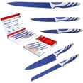 thumbnail image 4 of SET JUEGO DE 5 CUCHILLOS FILOSOS CARNE PAN CALIDAD azul 1, 4 of 5