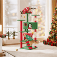 thumbnail image 2 of Alden Design 54" Tall Cat Tree with 2 Dangling Balls & 3 Scratching Posts, Red/Green, 2 of 10