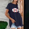 thumbnail image 2 of Blusa de manga corta con estampado de béisbol y cuello redondo de algodón y cáñamo para mujer OAVQHLG3B Store  lin121212, 2 of 5
