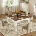 thumbnail image 3 of Fnova 39.4" Square Dining Table, Farmhouse Wood Kitchen Table Dinner Table, Seats 4 for Dining Room & Kitchen, Living Room, 3 of 12