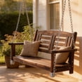 thumbnail image 7 of Ktaxon Wooden Porch Swing, Carbonized Brown Garden Bench with Chains, 880lb Capacity, 7 of 7