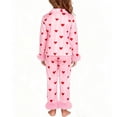 thumbnail image 5 of Xyant Girls Valentines Pajamas Satin Pajama Set Silk Pjs Long Sleeve Button Down Heart Sleepwear Loungewear Sets for Toddler Kids,Size 10 Years, 5 of 6