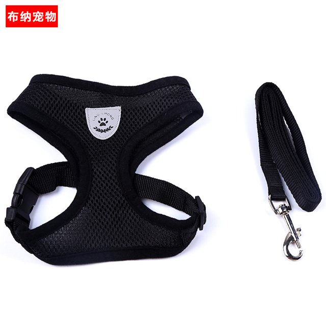 Chaqueta de malla transpirable suave con correa reflectante para perros (L, negro), adecuada para perros y mascotas pequeñas LingWen 9024715181855