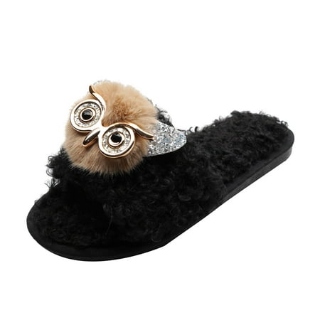 

HSMQHJWE Owl Slippers Women Fuzzy Slippers Comfort Indoor House Slippers Lightweight Open Toe Slides Slippers with Memory Foam