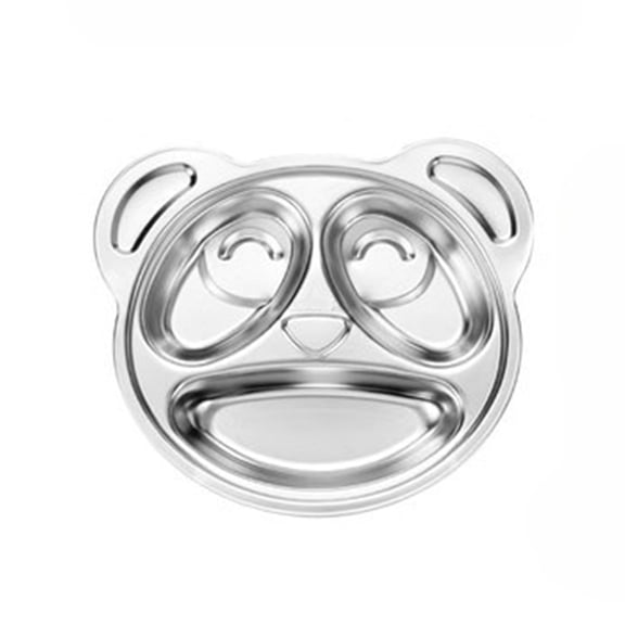 Homelife Stainless Steel Dinner Plate for Kids Cartoon Design Divided Tray Food-Grade Safe Durable Children Compartment Serving Snack Dishes
