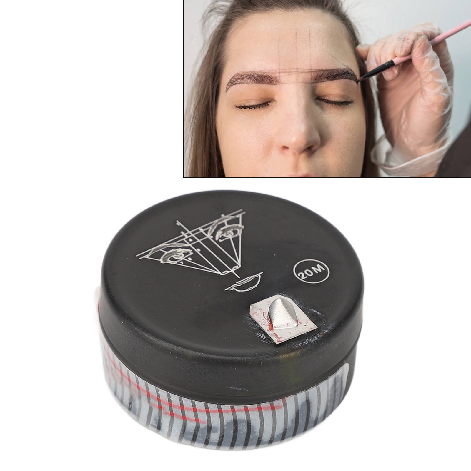 Augenbrauen Mapping Faden – 2 Stück, Vorgefärbt Schwarz, 10 M Lang, Für Microblading & Brow Design