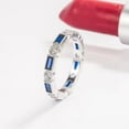 thumbnail image 2 of Baguette and Round Cut Lab Created Blue Sapphire and Diamond Full Eternity Milgrain Wedding Band Ring in 925 Sterling Silver – Elegant Gift for Her, 2 of 5