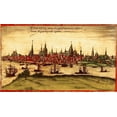 thumbnail image 2 of Hogenberg, Braun 18x12 Black Ornate Wood Framed with Double Matting Museum Art Print Titled - Rostock Germany, 2 of 4