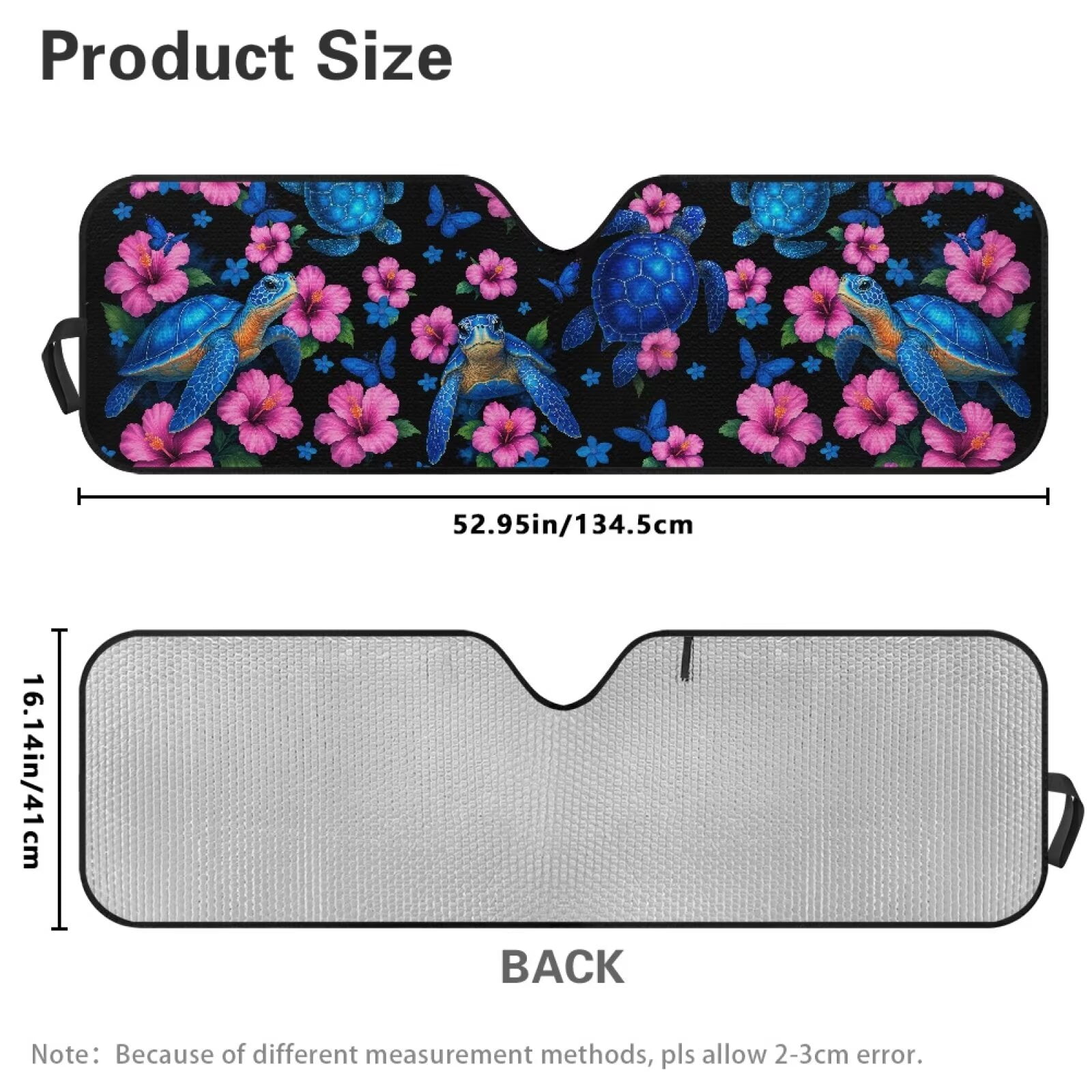 Uorisanigo Windshield Sun Shade, Shade Heat Shield, 52.95 in *16.14 in, Compatible with Jeep Wrangler, Compass, Gladiator & Renegade,UV Blackout Boho Floral Turtle Shades,1Pc