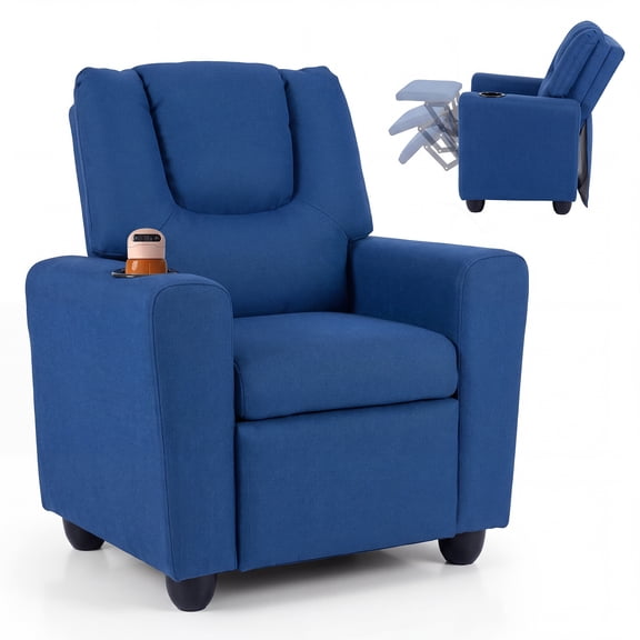 Costway Kids Recliner with Cup ackrest & Footrest for Boys & GirlsHolder with Adjustable Blue