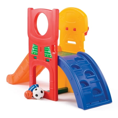 Step2 All-Star Sports Climber, Kids Indoor/Outdoor Playset, Backyard Playground Set, Slides, Climbing, Basketball Hoop, Football Toss, Soccer Goal, Balls Included, Jungle Gym, Toddlers 3-6 Years Old