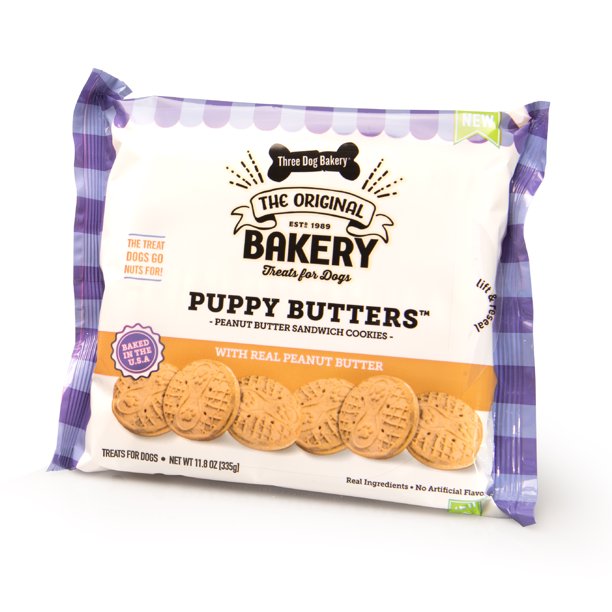 Three Dog Bakery Puppy Butters Peanut Butter Sandwich Cookies Dog